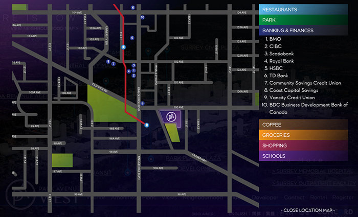 Park Avenue West 2 location map 2