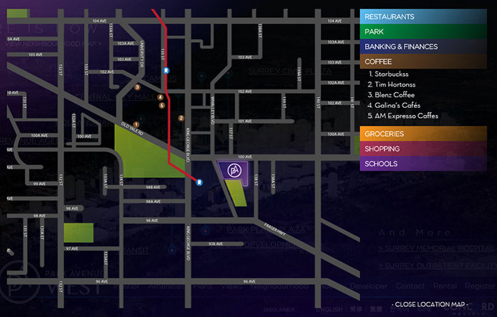 Park Avenue West Townhomes location map 3