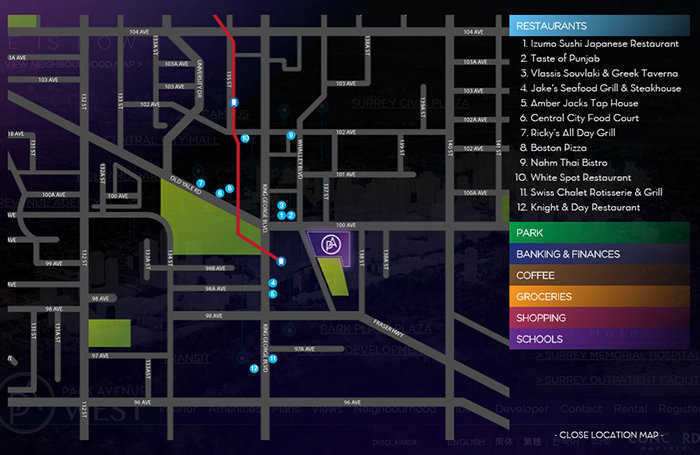 Park Avenue West Townhomes location map 6