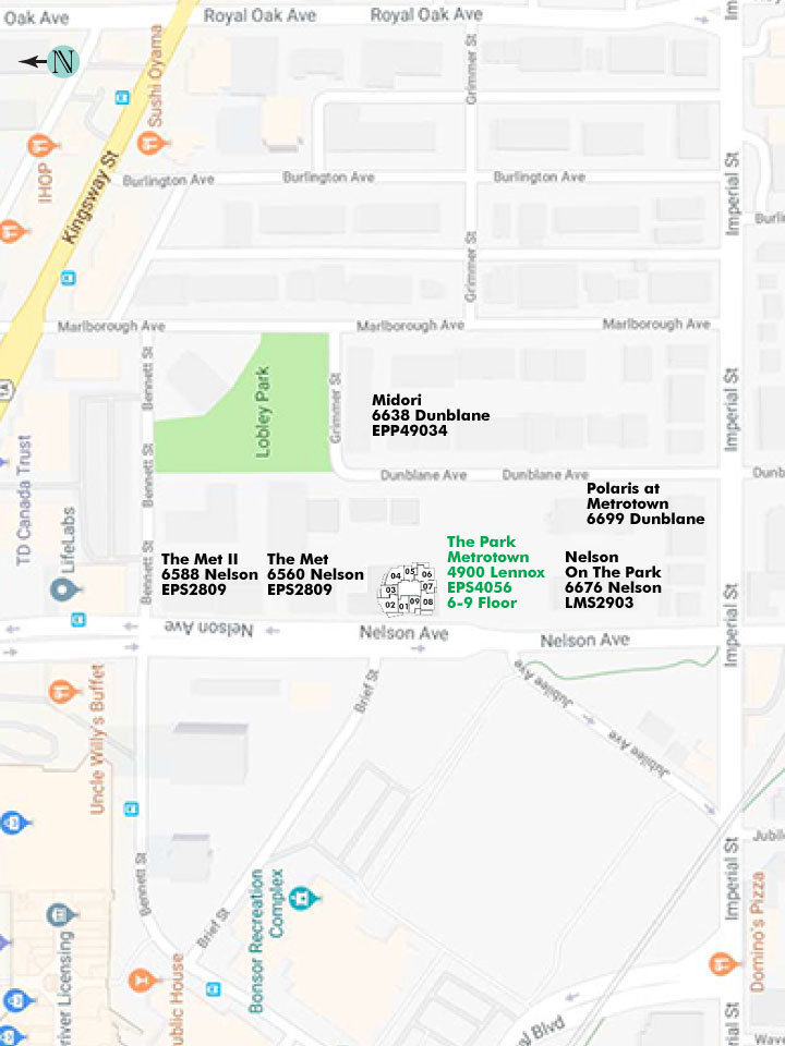 The Park Metrotown location map 1
