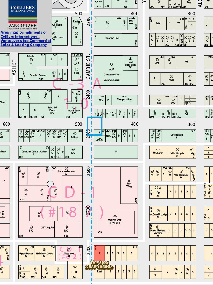 The Spot on Cambie location map 2