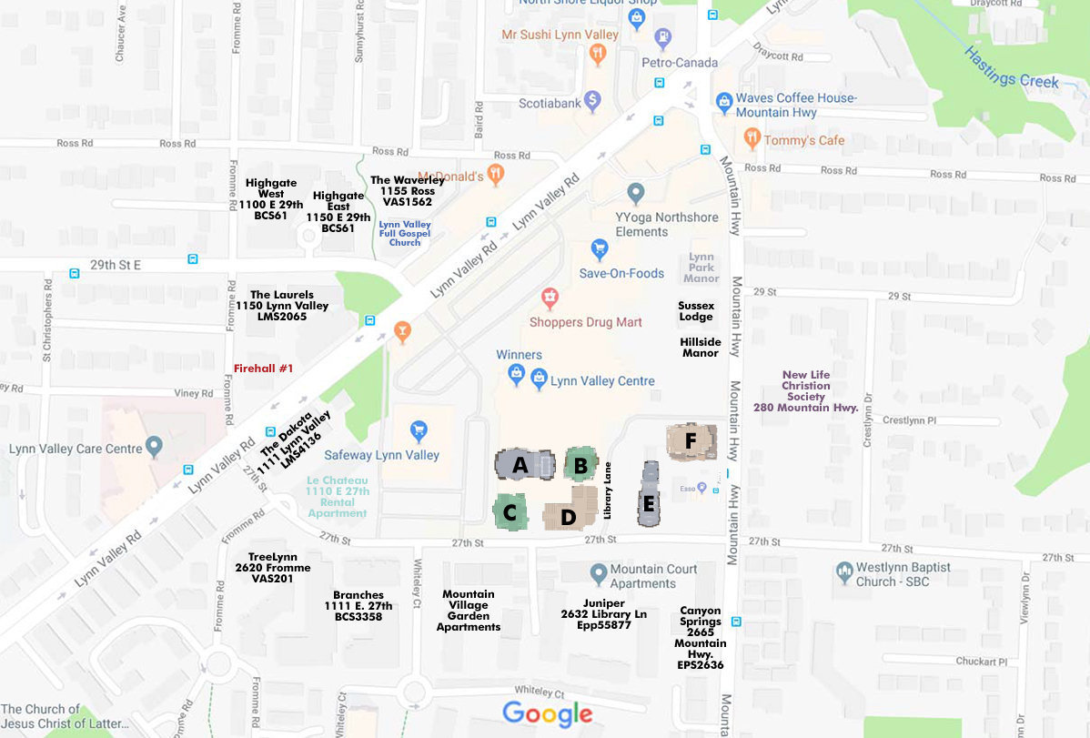 The Residences at Lynn Valley Building A location map 1