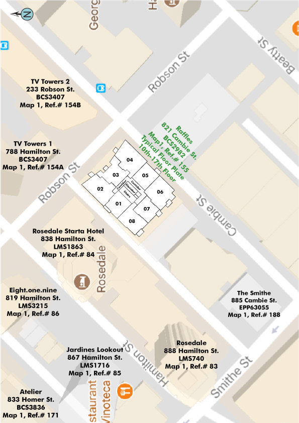 Raffles On Robson location map 2