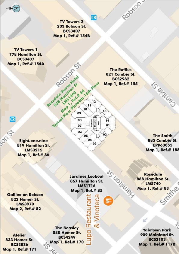 Rosedale On Robson Suite Hotel location map 2