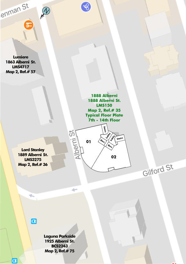 Residences Of 1888 Alberni location map 1