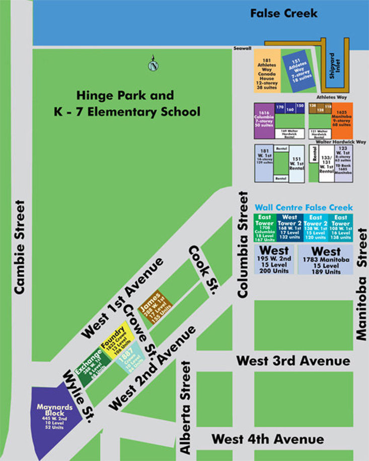 Wall Centre False Creek West 1 Tower location map 4