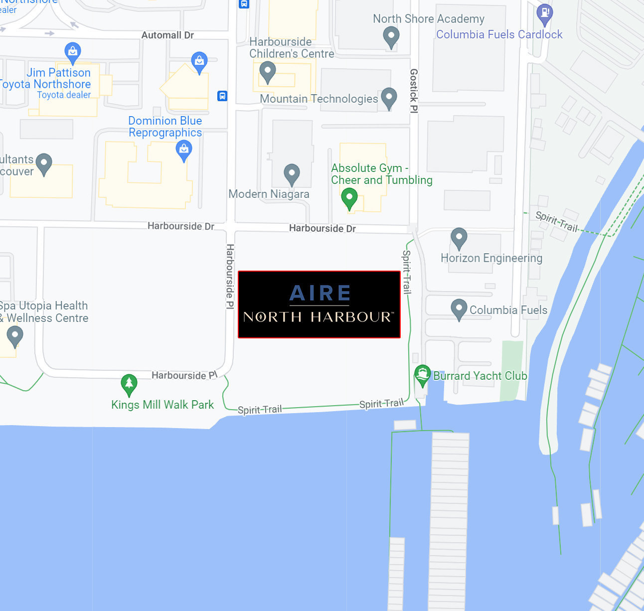 Aire at North Harbour location map 2